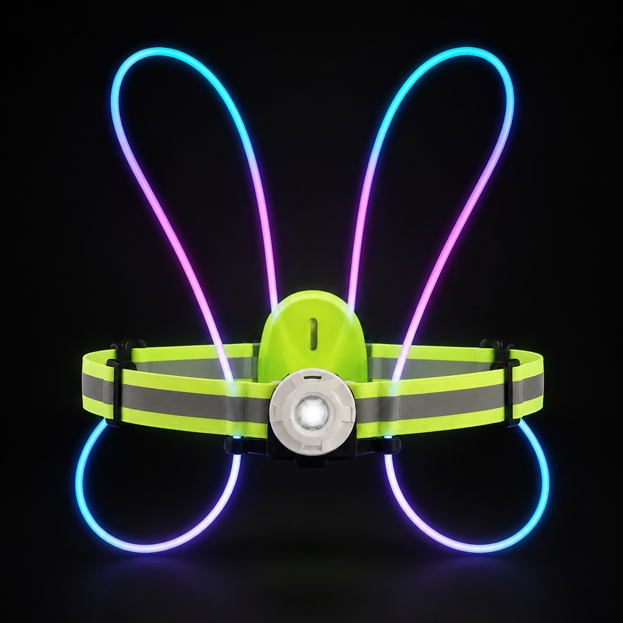 NightShield™ 360 — Arnés LED RGB con foco frontal
