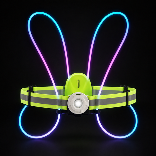 NightShield™ 360 — Arnés LED RGB con foco frontal